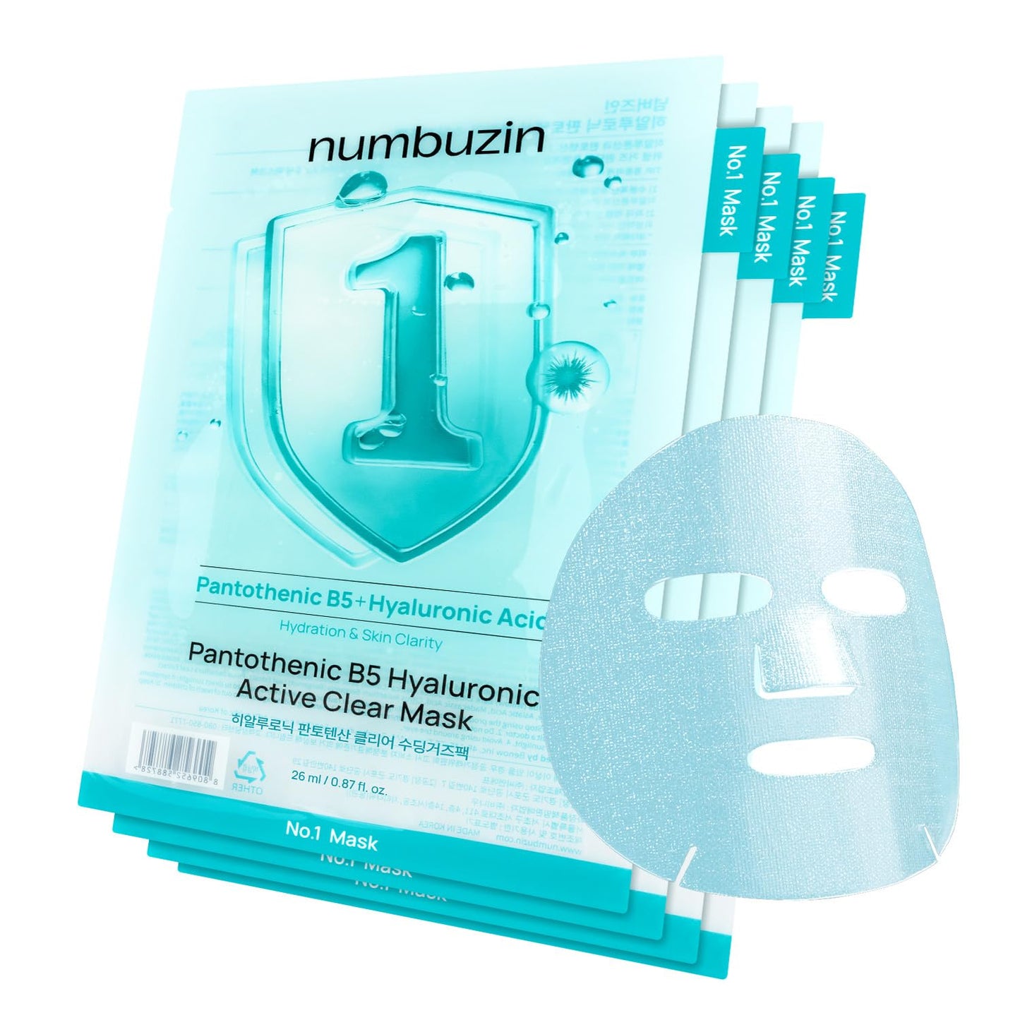 NUMBUZIN No.1 – Pantothenic B5 Hyaluronic Active Clear Mask 26g (1ea)