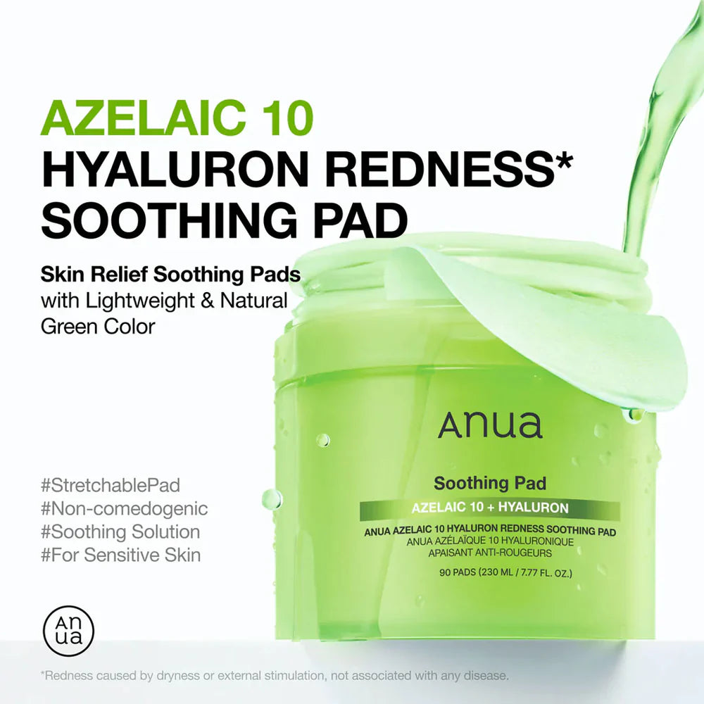 ANUA Azelaic 10 Hyaluron Redness Soothing Pad 90ea