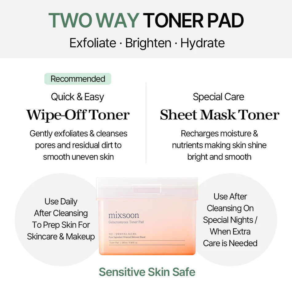 Mixsoon Galactomyces Toner Pad 280ml 60Pcs