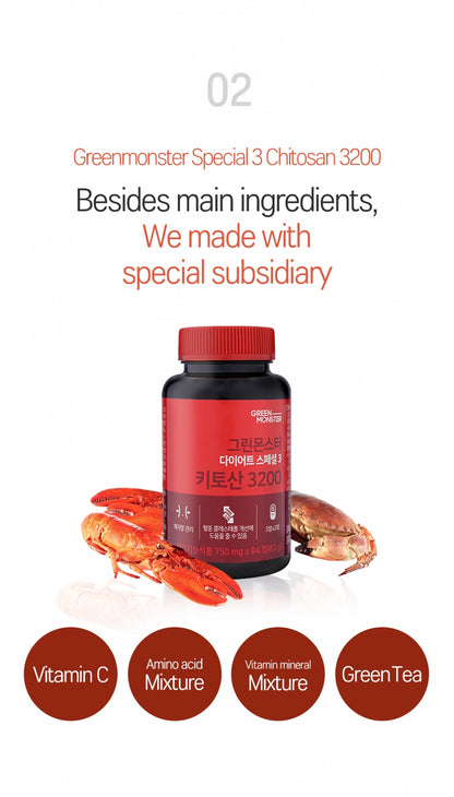 Green Monster - Diet Special 3 Chitosan 3200 (750mg*84 tablets)
