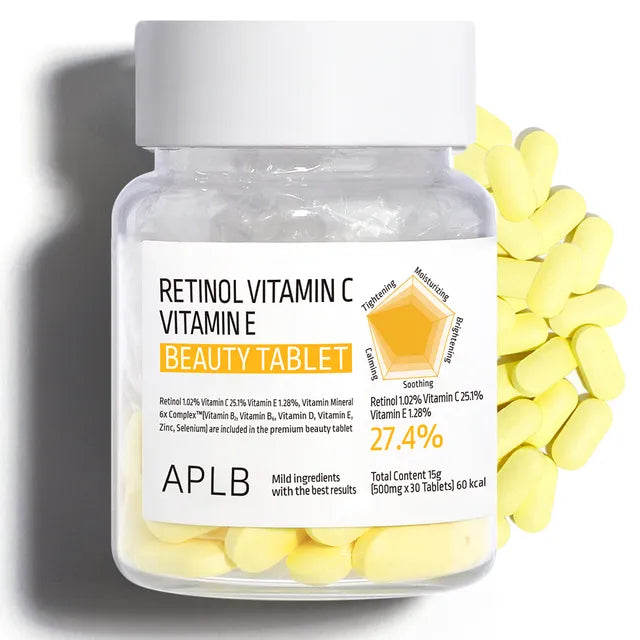 APLB Retinol Vitamin C Vitamin E Beauty Tablet 500mgX30 Tablets