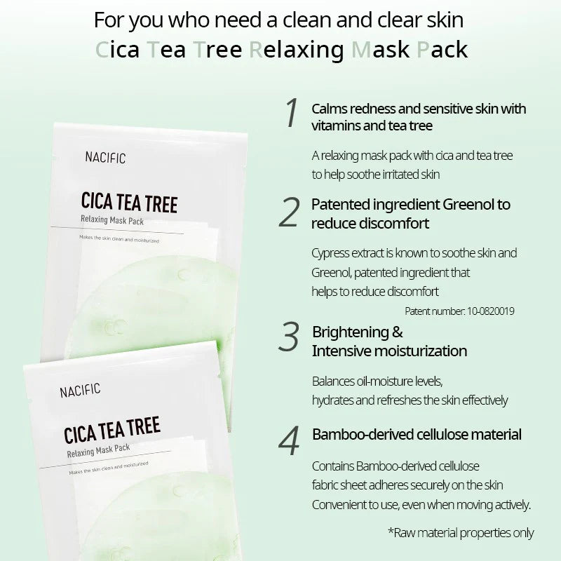 NACIFIC - Cica Tea Tree Relaxing Mask Pack (10pc)